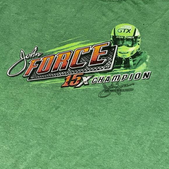 NASCAR T-Shirt Mens Small Green John Force 15X Champion Double Sided Drag Racing - Picture 4 of 8